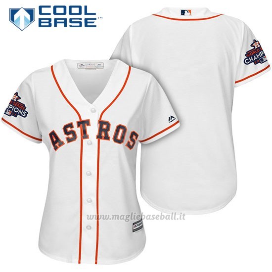 Maglia Baseball Donna Houston Astros 2017 World Series Campione Bianco Cool Base